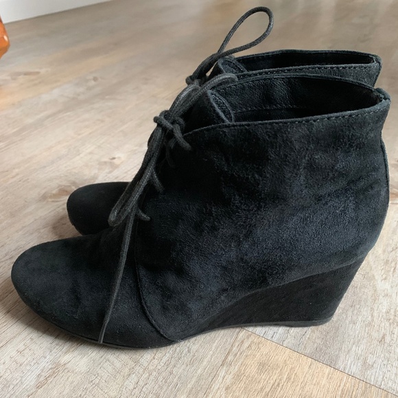 Suede Black Wedge Laced Boot by Clarks - Picture 1 of 7